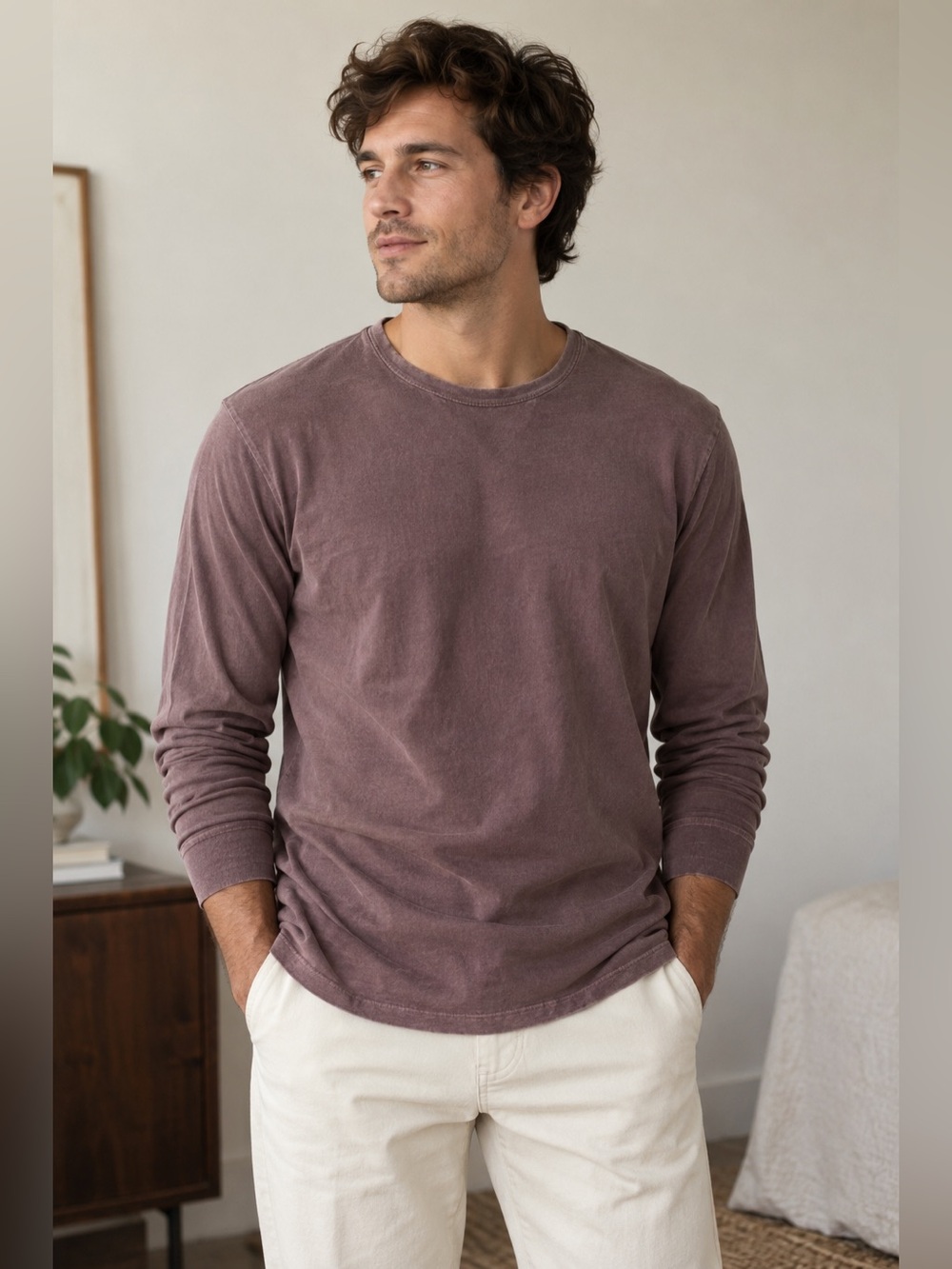 Madewell Long Sleeve Crewneck Tee Mauve Purple Size M